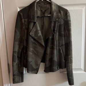Anthropologie Green Camouflage Leather Jacket